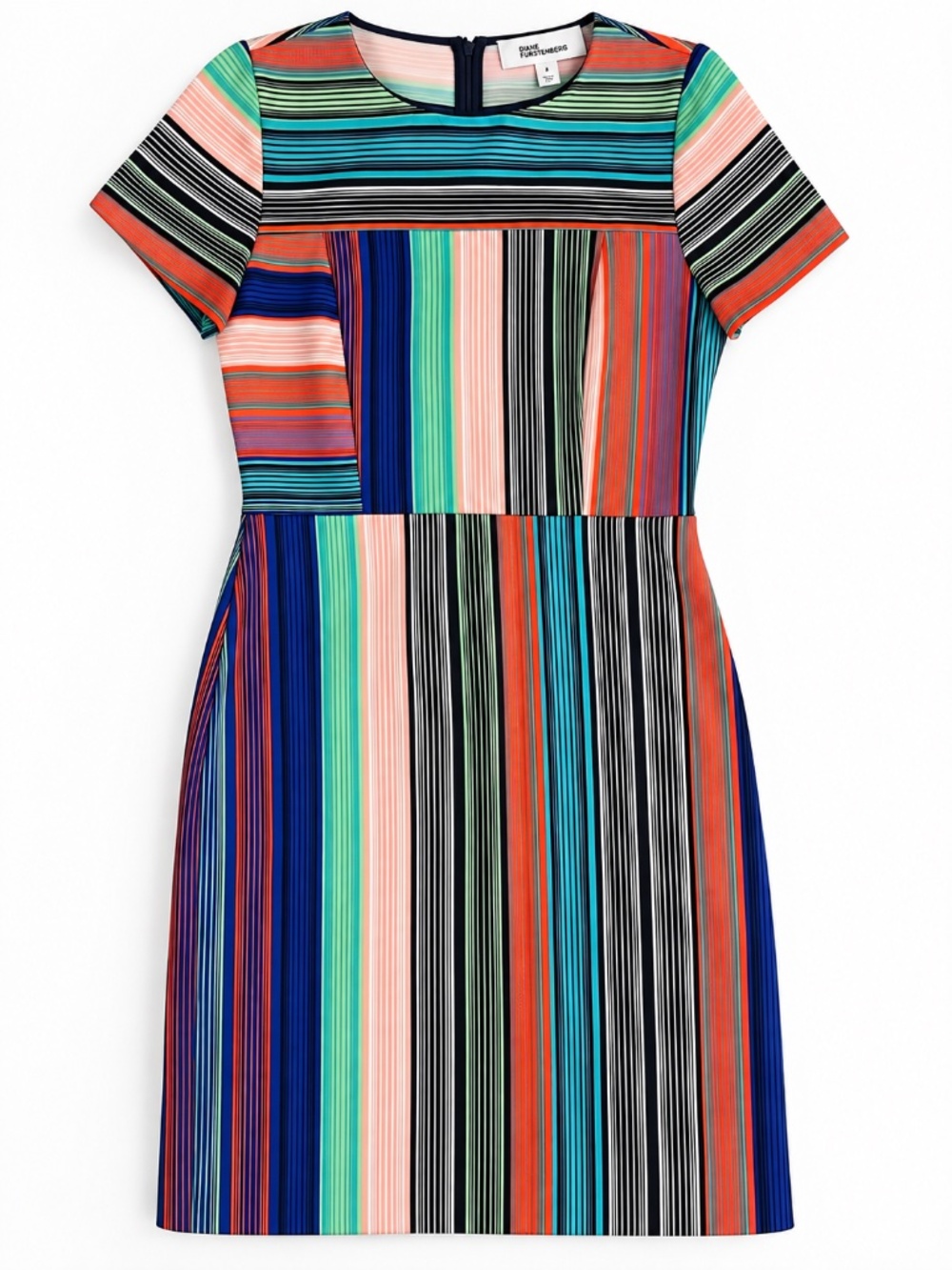 Diane von Furstenberg DVF Multicolor Striped Print Dress Size 8